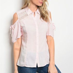 Light Pink cold shoulder blouse